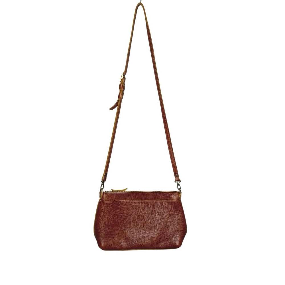 Portland Leather brown pebbled crossbody bag